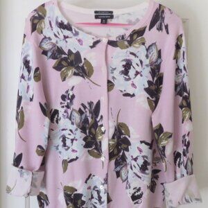 Lands' End XL Lavender Lilac Floral Cardigan